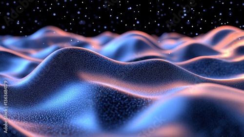 Luminous fiber optic lines glowing against a dark backdrop. A 3D-rendered image photo