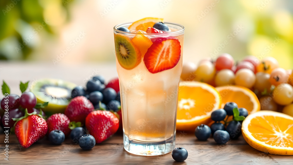 cocktail with kiwi and strawberry cocktail with kiwi and strawberry