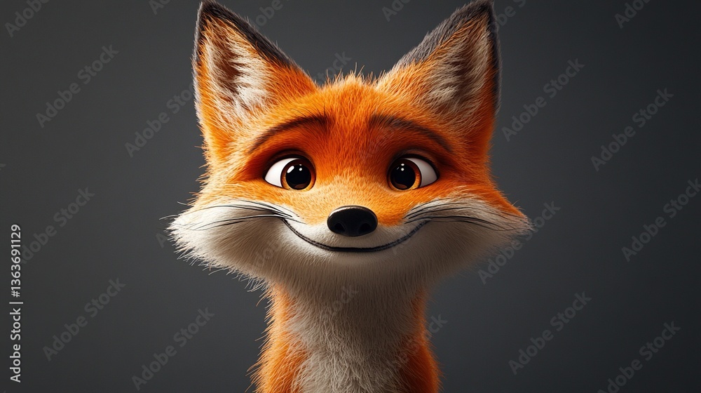 Obraz premium Cute cartoon fox portrait.
