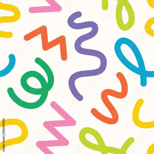 doodle seamless pattern fun colorful line elements. Creative color childish minimalist style. background pattern for children. trendy design with basic bright shapes.