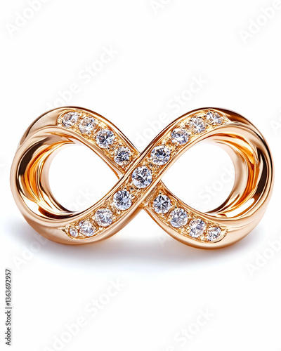 Rose gold infinity charm adorned with clear cubic zirconia stones