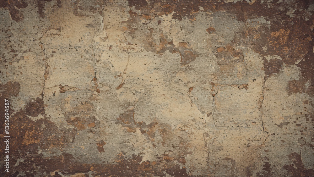 Fototapeta premium Close-up of aged, textured wall with paint cracks, grunge details.