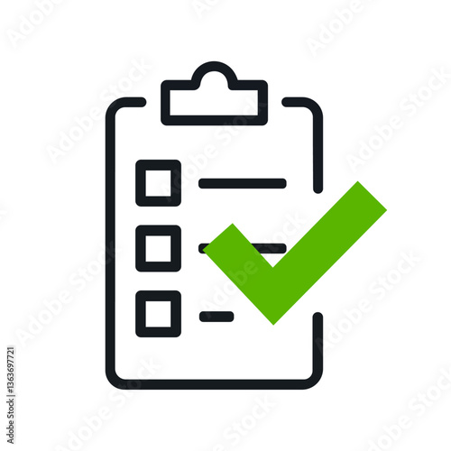 Checklist with a green check mark icon.