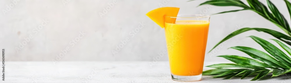 Refreshing mango drink in glass with tropical vibes Refreshing mango drink in glass with tropical vibes