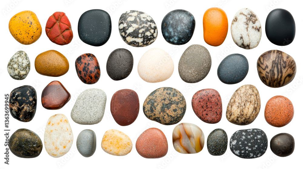 Multi-Colored Stones, Natural Textures and Patterns, Cut Out Transparent Multi-Colored Stones, Natural Textures and Patterns, Cut Out Transparent