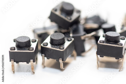 Pile of tact switch isolated on white background
