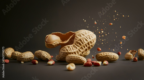 Peanuts shelled studio backdrop food photography. Pulsing Shell. Illustration