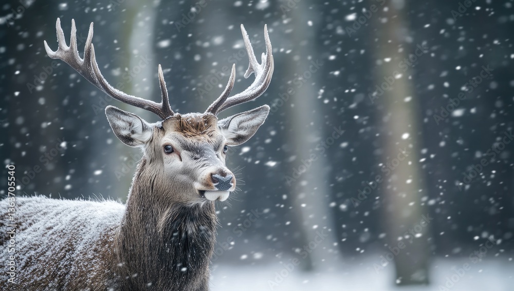 Majestic deer in snowy forest (2) Majestic deer in snowy forest (2)