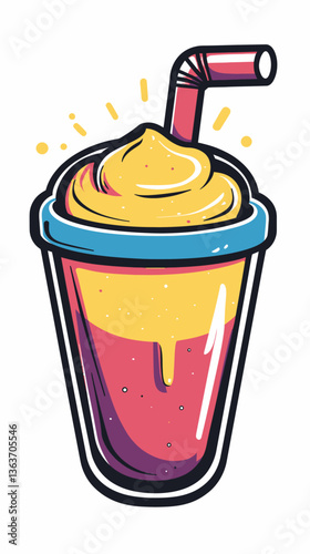 Colorful Milkshake Slush Juice Logo Vector in Flat Minimalist Style