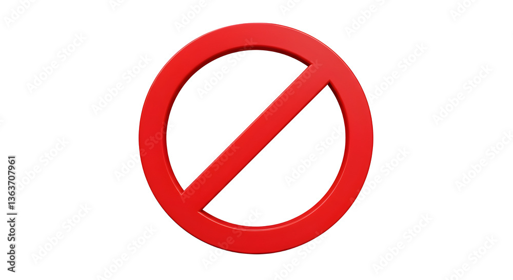 3D Forbidden sign with red crossed circle. Problem and fail. Ban in social network. Block payment. No entry symbol. Alert notification. Cartoon design icon isolated on white background. 3D Rendering 3D Forbidden sign with red crossed circle. Problem and fail. Ban in social network. Block payment. No entry symbol. Alert notification. Cartoon design icon isolated on white background. 3D Rendering