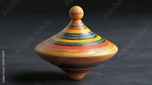 Wallpaper Mural Colorful wooden spinning top on dark background. Torontodigital.ca