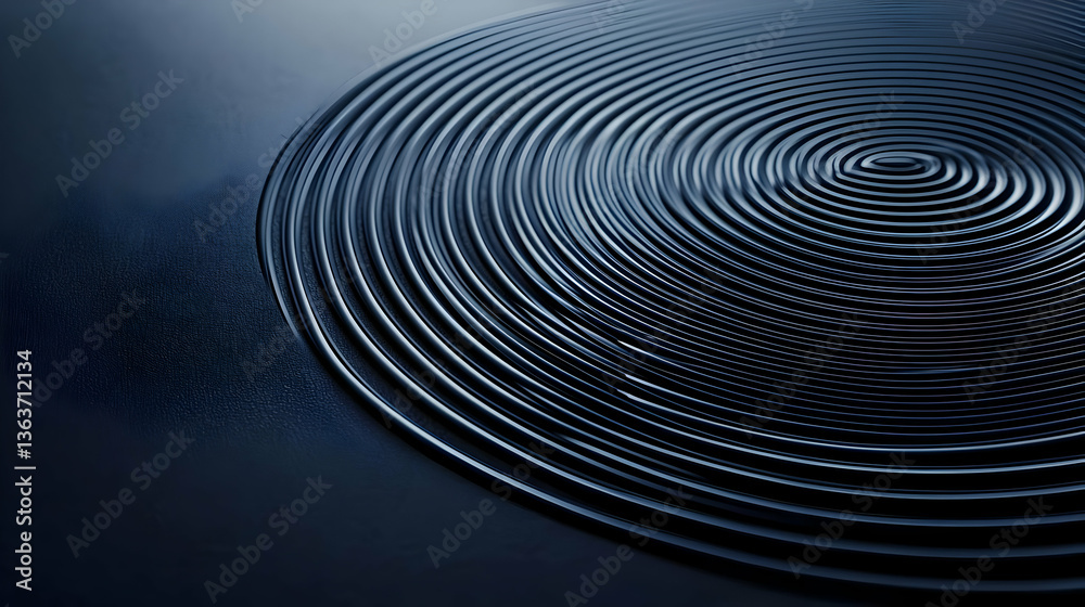 Obraz premium Abstract Dark Blue Rippled Circle Design