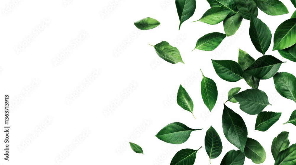 Fresh, vivid leaves on a black background, natural foliage, cut out transparent Fresh, vivid leaves on a black background, natural foliage, cut out transparent
