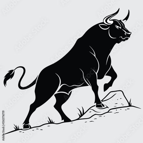 A  bull standing strong image silhouette design vector art and illustration