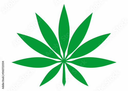 Cannabis Leaf Icon: A simple, yet striking illustration of a cannabis leaf, meticulously crafted to represent the iconic symbol of the plant, emphasizing its natural form and vibrant green color