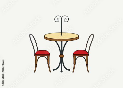 Cafe Table and Chairs: Capturing the essence of a Parisian café, with a charming round table and two elegant chairs, perfect for a romantic getaway.
