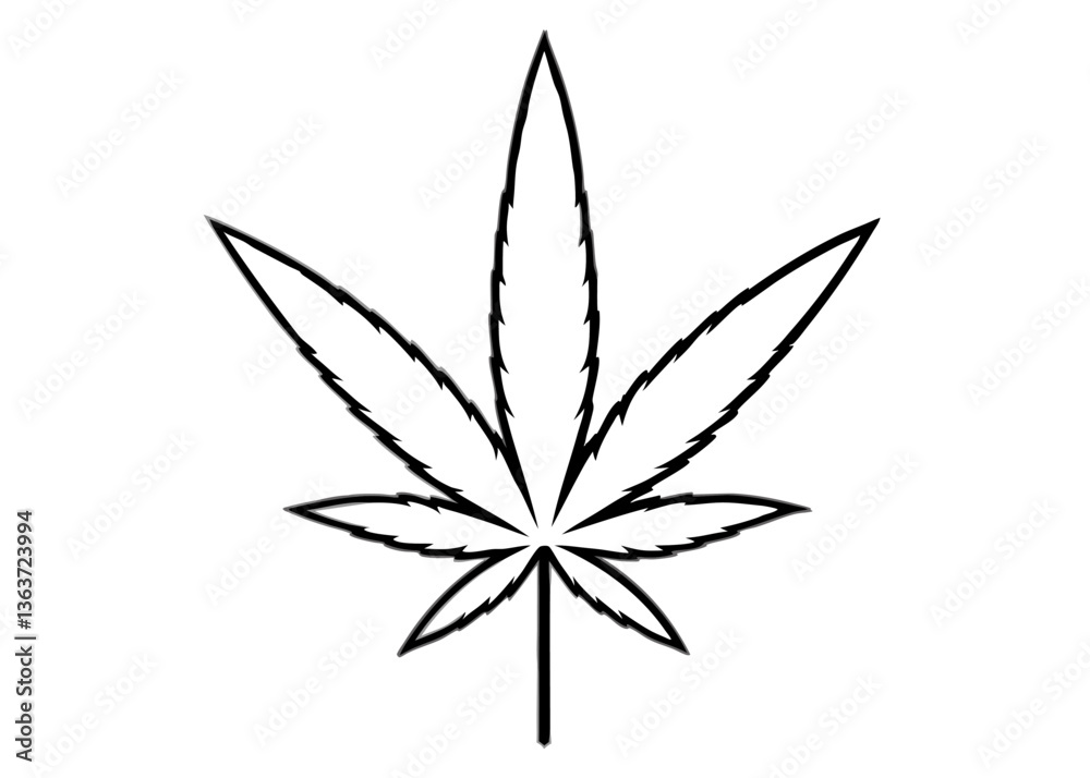 Cannabis Leaf Silhouette: A simple yet bold graphic of a cannabis leaf, showcasing its iconic shape and unique texture, drawn in clean lines. Cannabis Leaf Silhouette: A simple yet bold graphic of a cannabis leaf, showcasing its iconic shape and unique texture, drawn in clean lines.