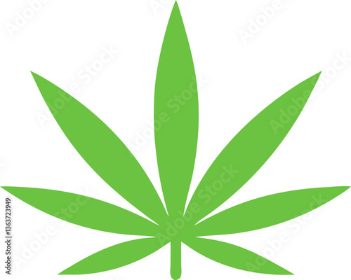 Green Cannabis Leaf: A vibrant green cannabis leaf, a simple yet iconic representation of nature's botanicals.