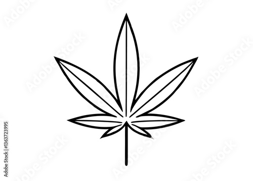 Cannabis Leaf in Simplified Form: a vector-based illustration of a cannabis leaf. Clean lines and simple shapes convey an artistic appeal