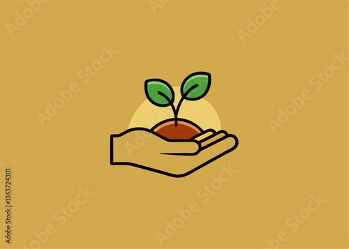 Nurturing New Growth: A hand cradles a young sprout, symbolizing environmental sustainability and the promise of a greener future. 