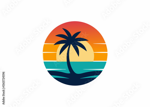 Sunset Palm Scene: A silhouette of a palm tree stands against a backdrop of a vibrant sunset, its fronds gently swaying as the day fades, creating a scene of tropical bliss.