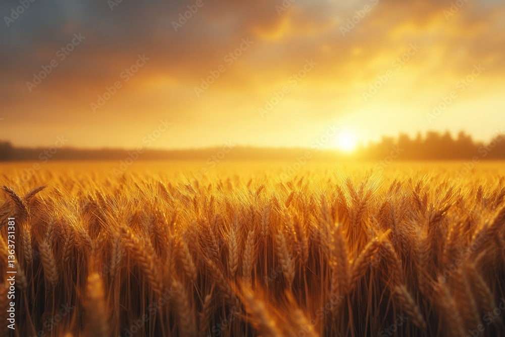 Fields of wheat stretch endlessly, illuminated by a warm sunset. Soft light enhances the golden tones, creating a tranquil atmosphere in the countryside Generative AI Fields of wheat stretch endlessly, illuminated by a warm sunset. Soft light enhances the golden tones, creating a tranquil atmosphere in the countryside Generative AI