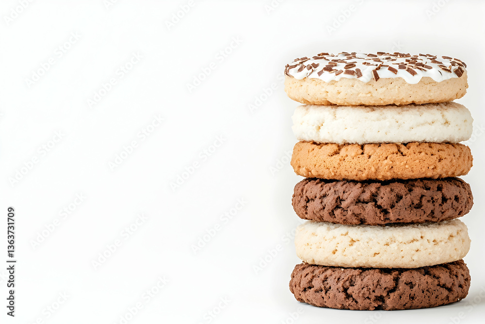 Stack of assorted iced cookies on white background Stack of assorted iced cookies on white background