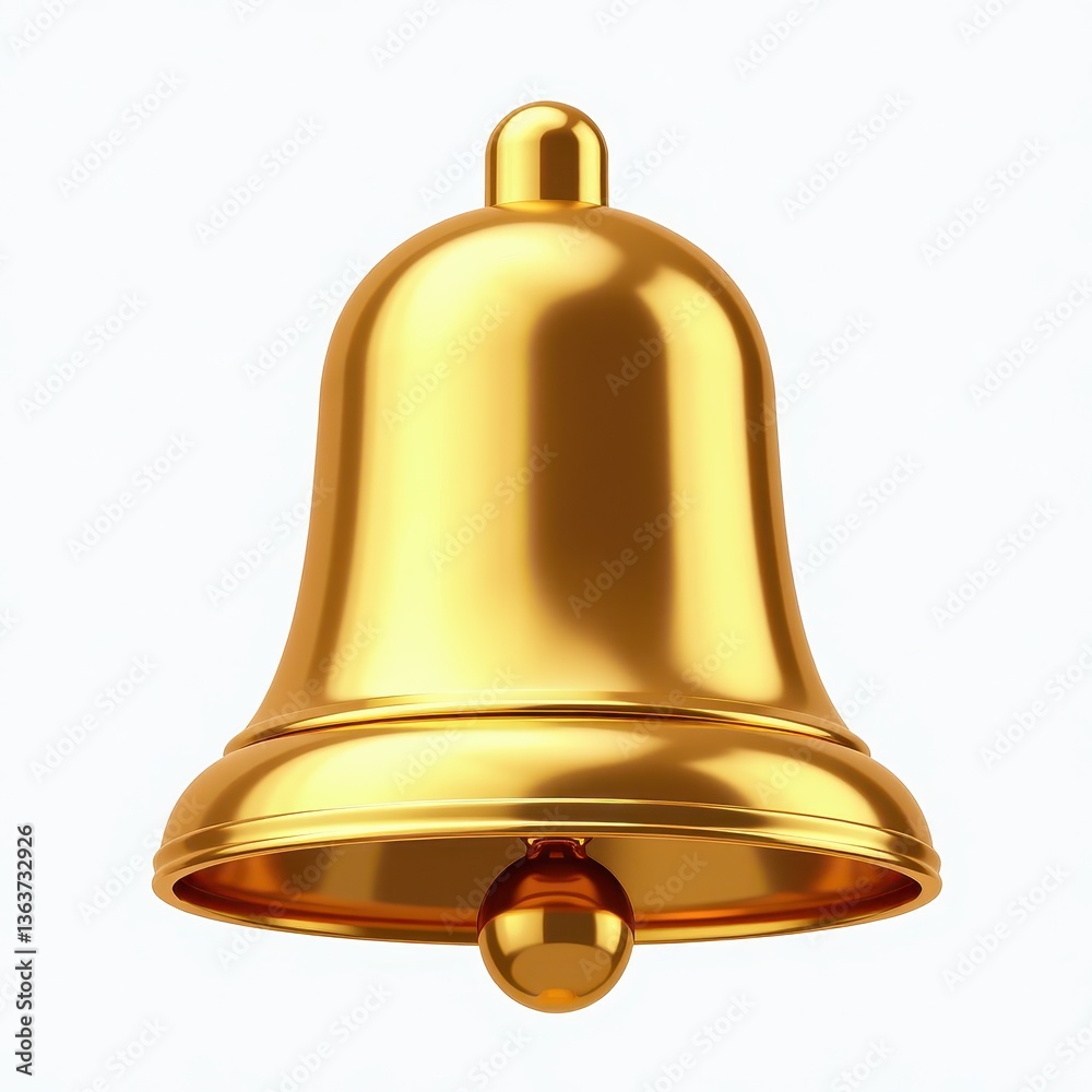 Golden Bell 3D Model on White Background: Realistic and Polished Appearance. A golden bell on a white background. Golden Bell 3D Model on White Background: Realistic and Polished Appearance. A golden bell on a white background.