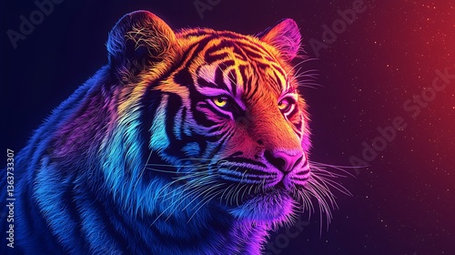 Creative tiger illustration in light effects high resolution Wallpaper