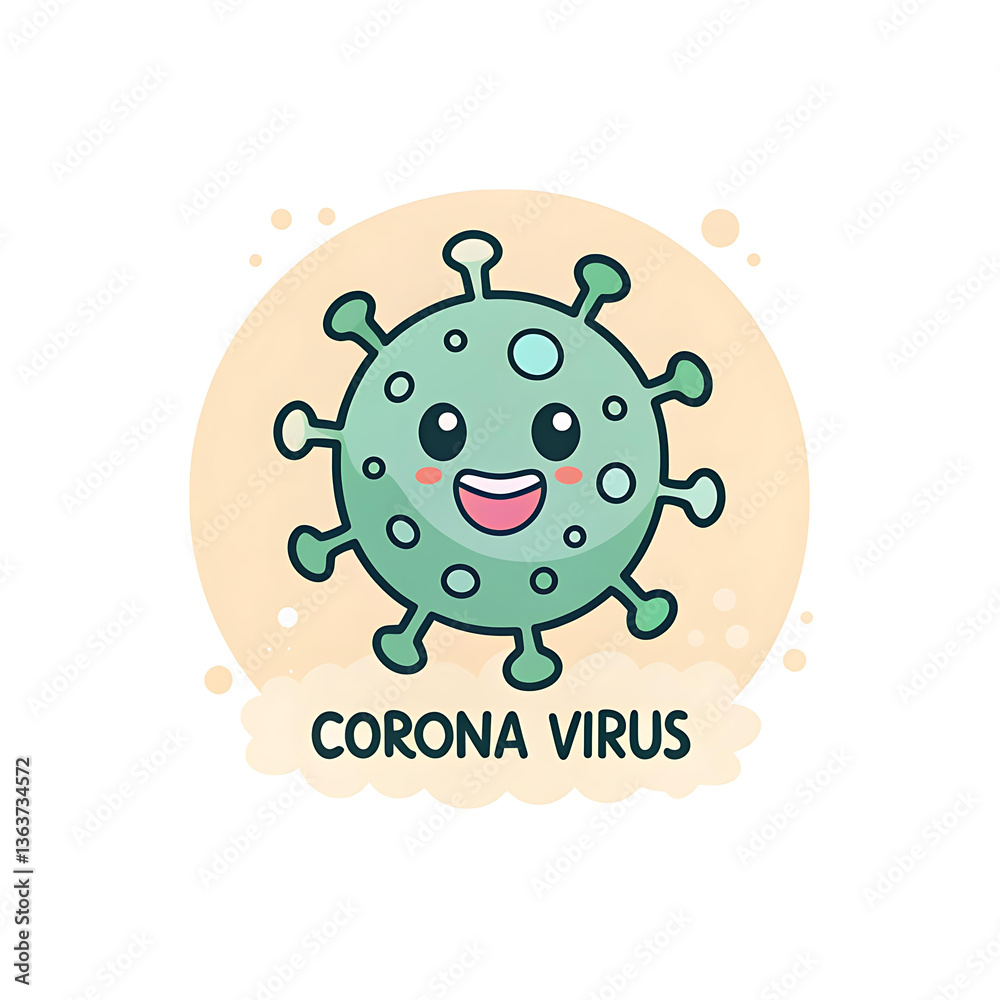 Fototapeta premium Cute Cartoon Coronavirus Character Illustration