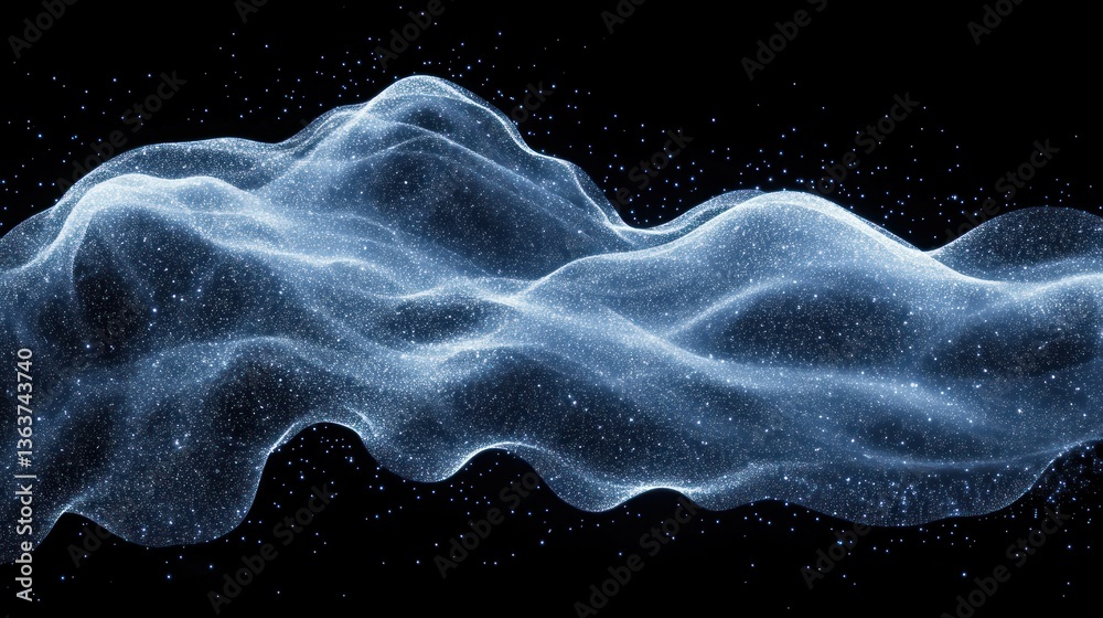 Fototapeta premium Abstract Blue Nebula: Celestial Wave of Stardust