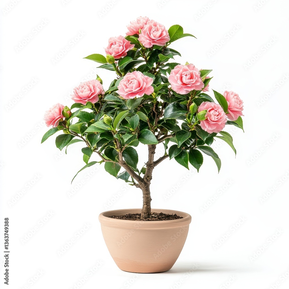 Naklejka premium Pink Flowering Camellia Plant