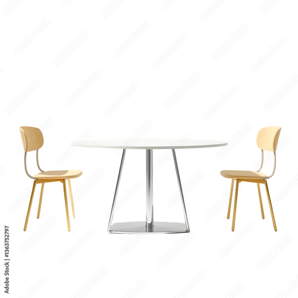 Dining table and two chairs in a modern interior Dining table and two chairs in a modern interior