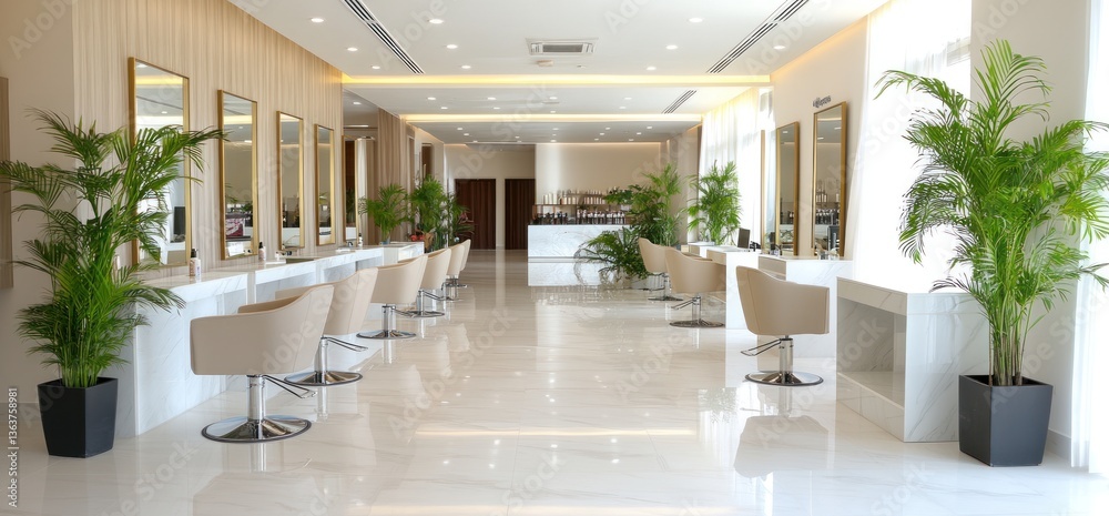 Naklejka premium Salon interior with styling stations