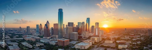 Sunrise over a bustling city skyline