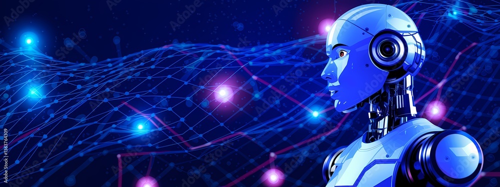 3D humanoid AI robot metaverse cyberspace digital world background revolution artificial intelligence automated digital technology industry 4.0, humanoid concept Neural Connections Cybernetic Networks 3D humanoid AI robot metaverse cyberspace digital world background revolution artificial intelligence automated digital technology industry 4.0, humanoid concept Neural Connections Cybernetic Networks