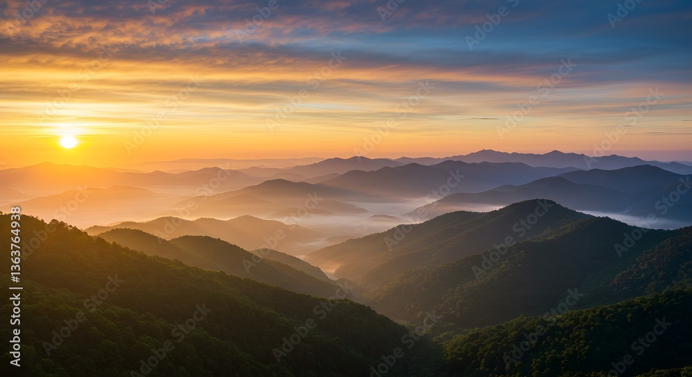 Obraz premium Mountain Sunrise with Clouds