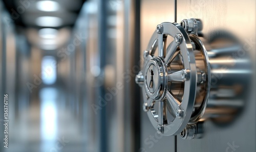 Silver vault door banking security