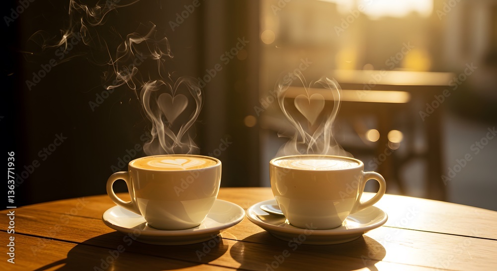 Fototapeta premium Coffee with Heart-Shaped Foam
