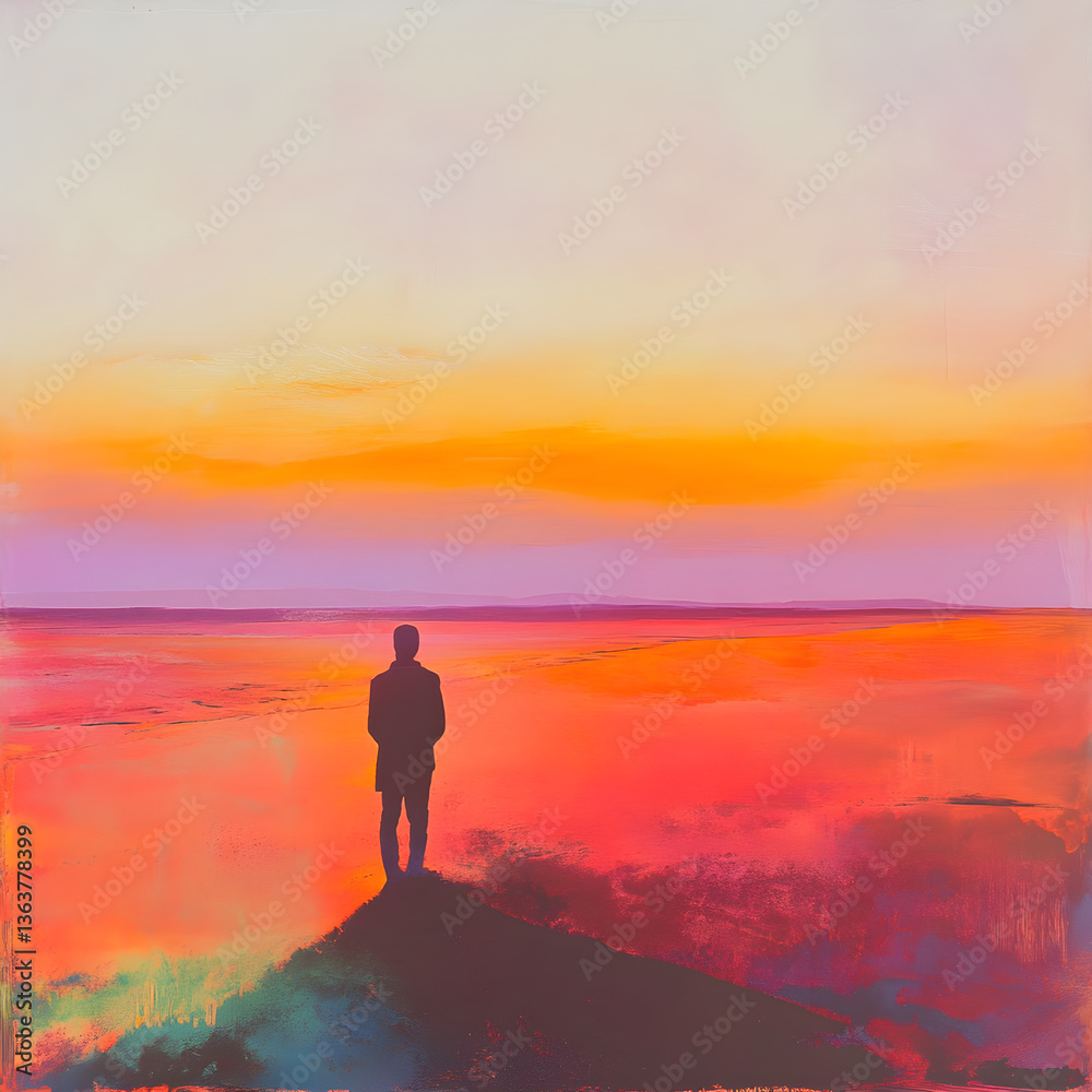 Boundless Longing: A Sunset Embrace Between Hope and Solitude in the Vastness of an Open Field Boundless Longing: A Sunset Embrace Between Hope and Solitude in the Vastness of an Open Field