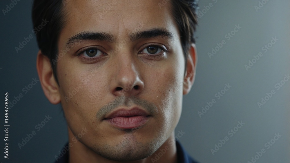 Obraz premium Close-up portrait of a man, text space on right side.