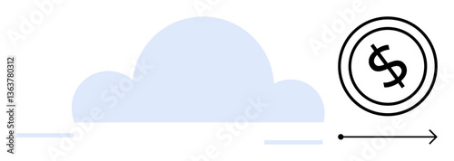 Wallpaper Mural Cloud, coin with dollar sign, and arrow symbolize financial growth, online transactions, cloud services. Ideal for e-commerce, technology, finance, innovation progress cloud economy flat simple Torontodigital.ca