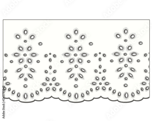 vintage lace cotton vector Decorative ornament for border of fabric Stylized texture of embroidery, imitation satin stitch. Abstract background texture in geometric ornamental style. Seamless design