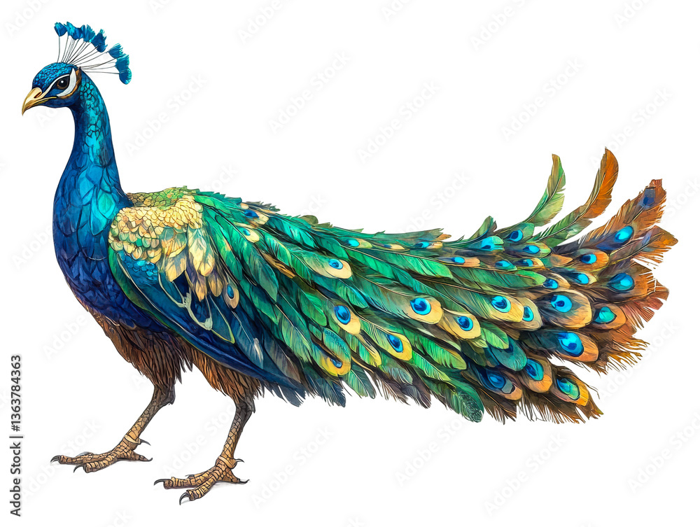 Naklejka premium Elegant peacock display nature gallery vibrant setting isolated on transparent background