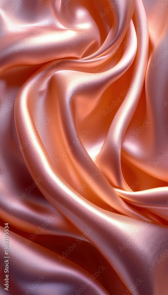 Fototapeta premium Peach Satin Drape: A Luxurious Textured Abstract