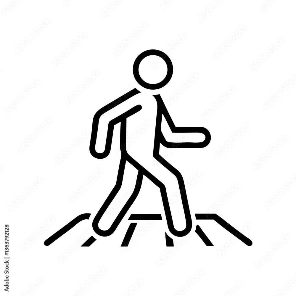 Pedestrian crossing icon showing a walking figure Pedestrian crossing icon showing a walking figure