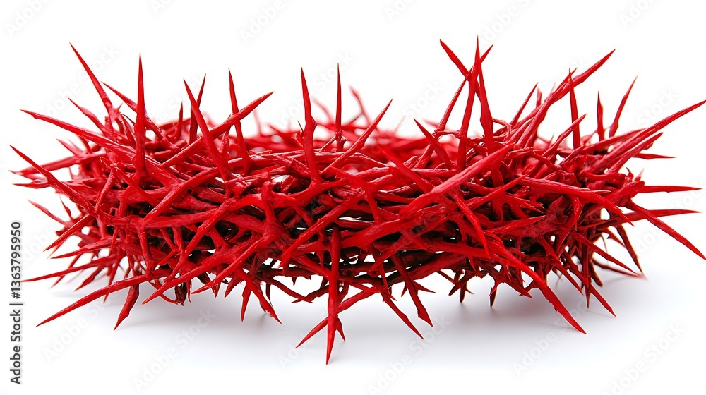 Naklejka premium Red crown of thorns isolated on white.