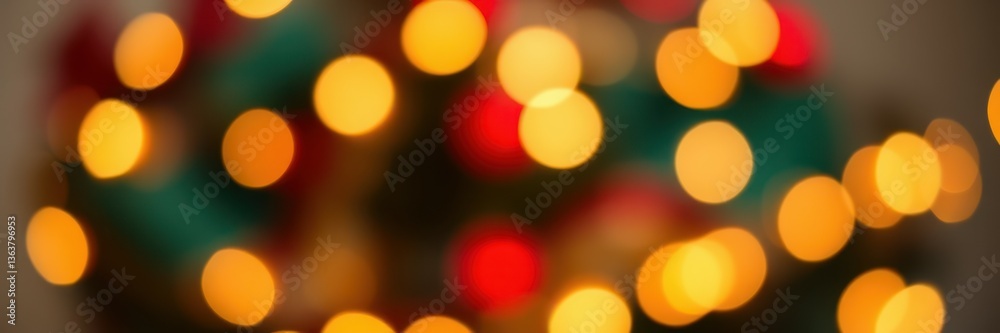 Warm and festive ambiance created by colorful holiday lights glowing in the background during the winter season Warm and festive ambiance created by colorful holiday lights glowing in the background during the winter season