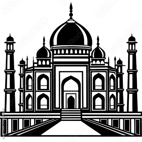 Marble dome of Taj Mahal, an Indian architectural landmark