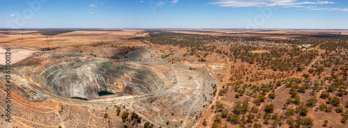 Panorama of a gold mine in the outback, Aerial View in the Earth Hole, 